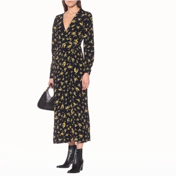 Ganni Printed Crepe Wrap Maxi Dress - Size: 2/4 - Picture 6 of 17